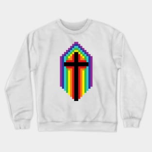 Rainbow Cross - Black on White Crewneck Sweatshirt